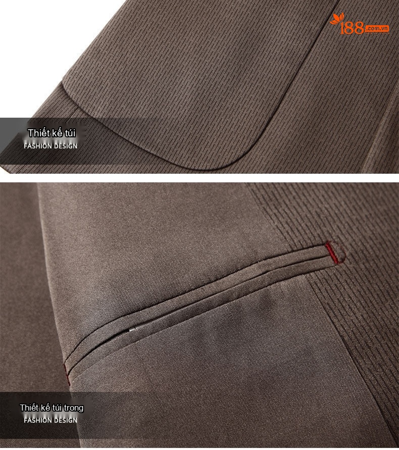 Áo Vest Blazer Nam Vải Dệt Công Sở Chống Nhăn Màu Nâu chi tiết 12