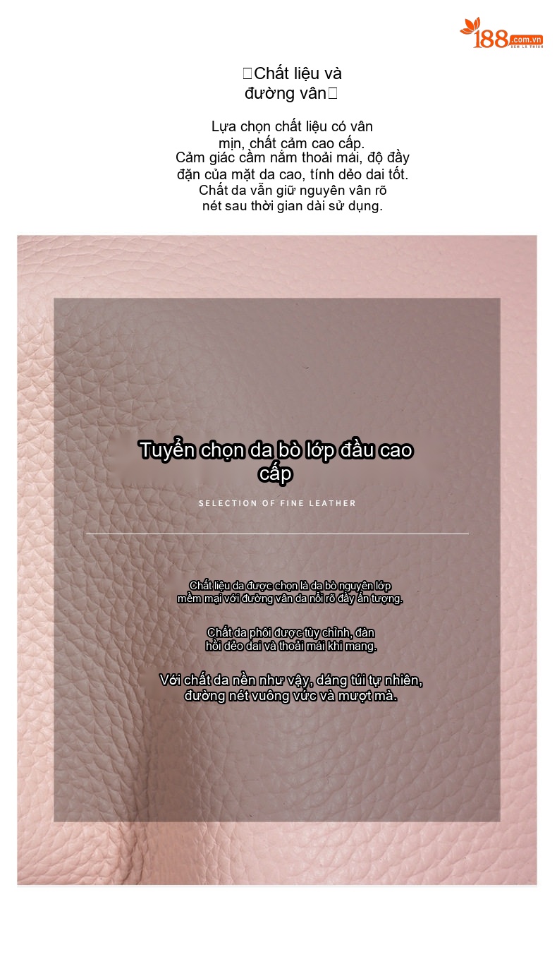 Túi Xách Tay Nữ Da Bò Thiết Kế Tối Giản Thời Trang Màu Đen, Hồng, Nâu chi tiết 9