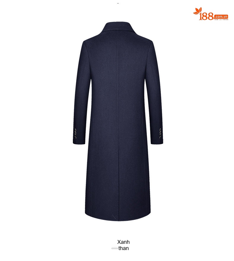 Áo Khoác Dạ Nam Dáng Dài Quá Gối Hai Mặt Cotton Màu Nâu, Xanh Navy, Đen chi tiết 15