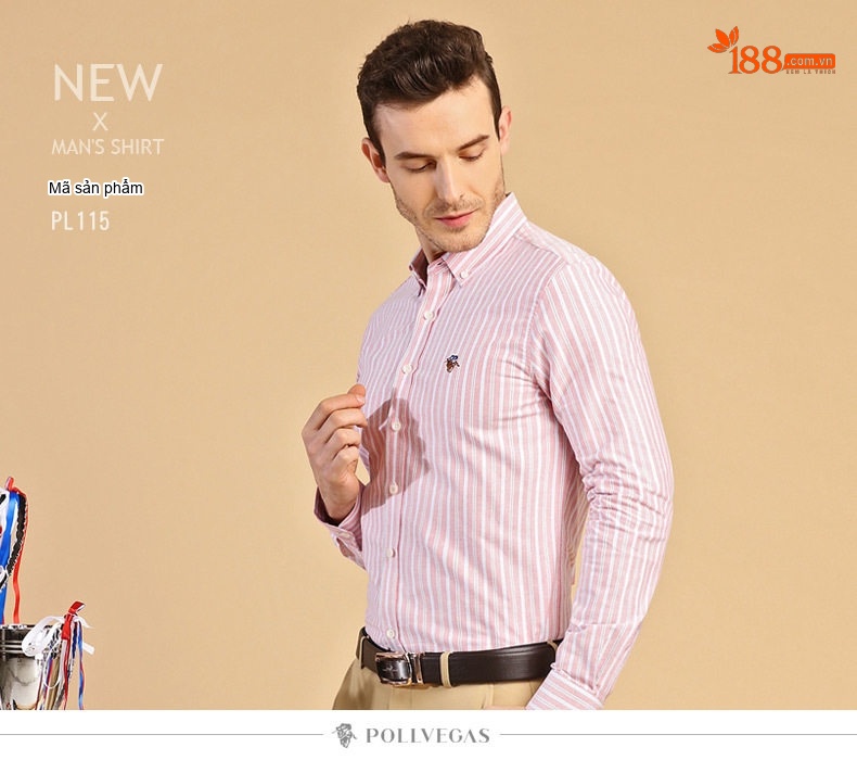 Áo Sơ Mi Nam Tay Dài Cotton Oxford Sọc Dáng Ôm Vừa Vặn Màu Xanh Dương, Trắng, Vàng, Hồng... chi tiết 15