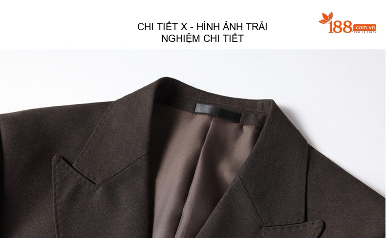 Bộ Vest Nam Cổ Điển Dáng Ôm Vừa Vặn Màu Nâu chi tiết 12