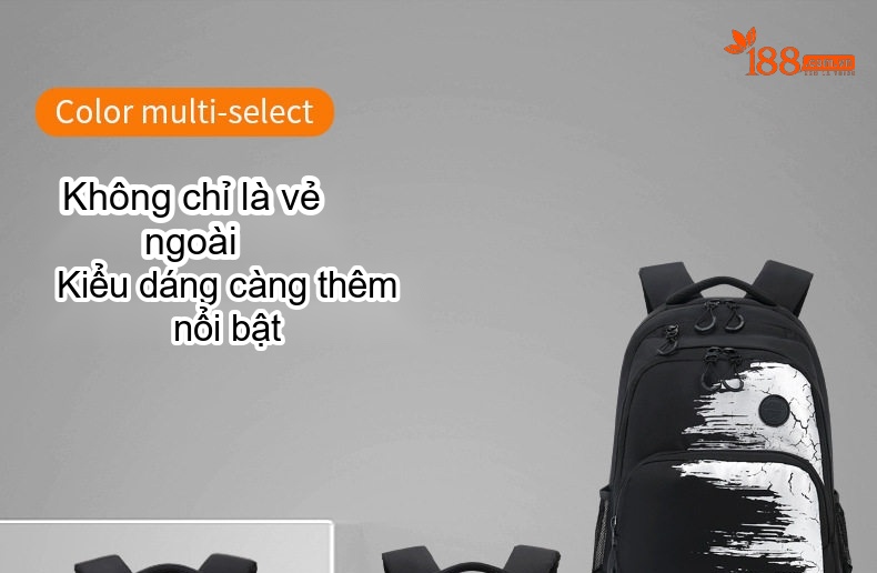 Balo Nam Cá Tính Chống Nước Cho Học Sinh Cấp 2 3, Thanh Niên, Túi Đựng Laptop Phong Cách Âu Mỹ Màu Đen chi tiết 4