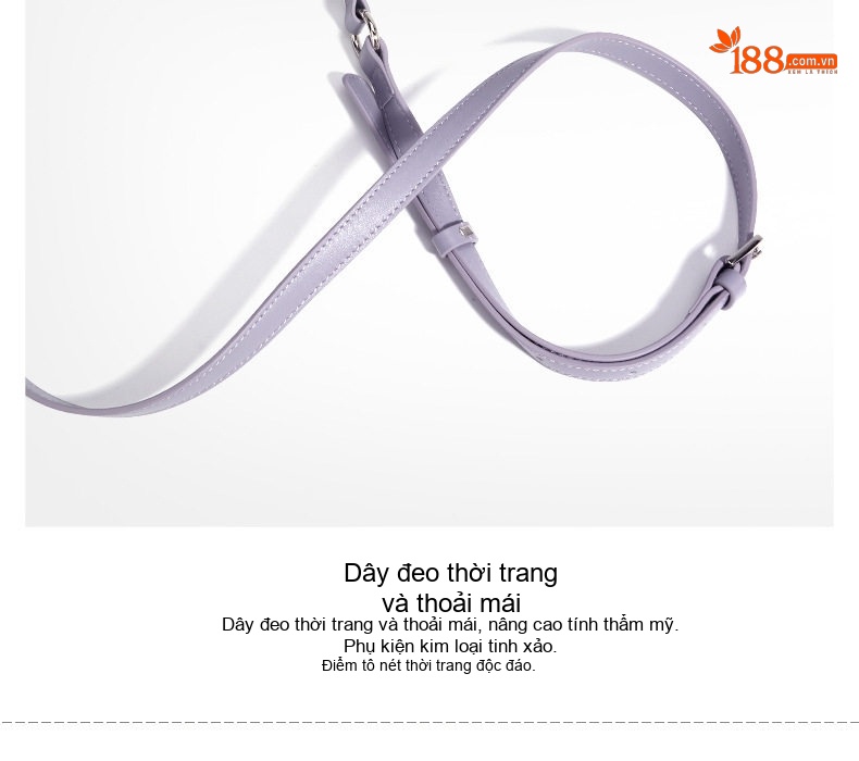 Túi Đeo Vai Nữ Da Bò Mặt Trăng Lưỡi Liềm Thiết Kế Tối Giản Màu Tím, Xanh chi tiết 11