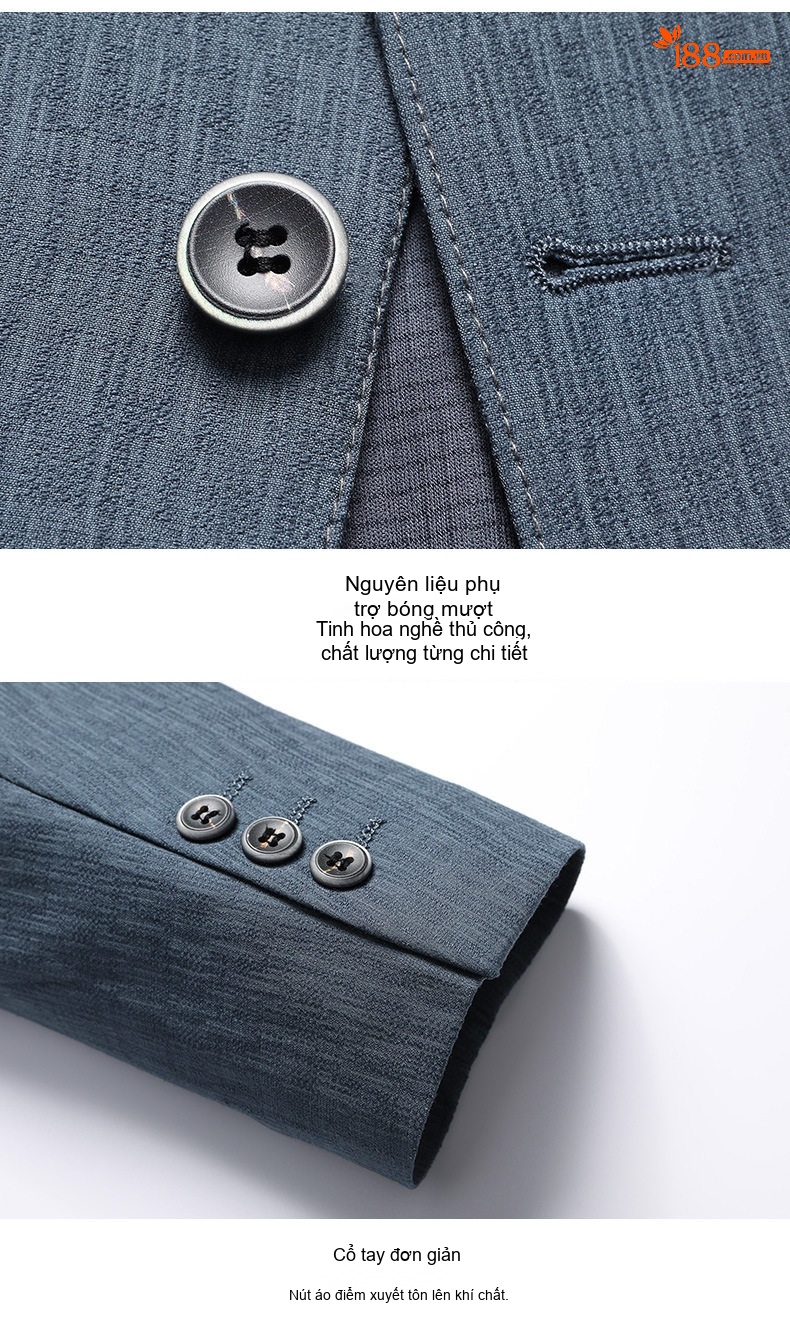 Áo Vest/Blazer Nam Thu Đông Hoạ Tiết Gợn Sóng Ôm Dáng Màu Xanh chi tiết 12