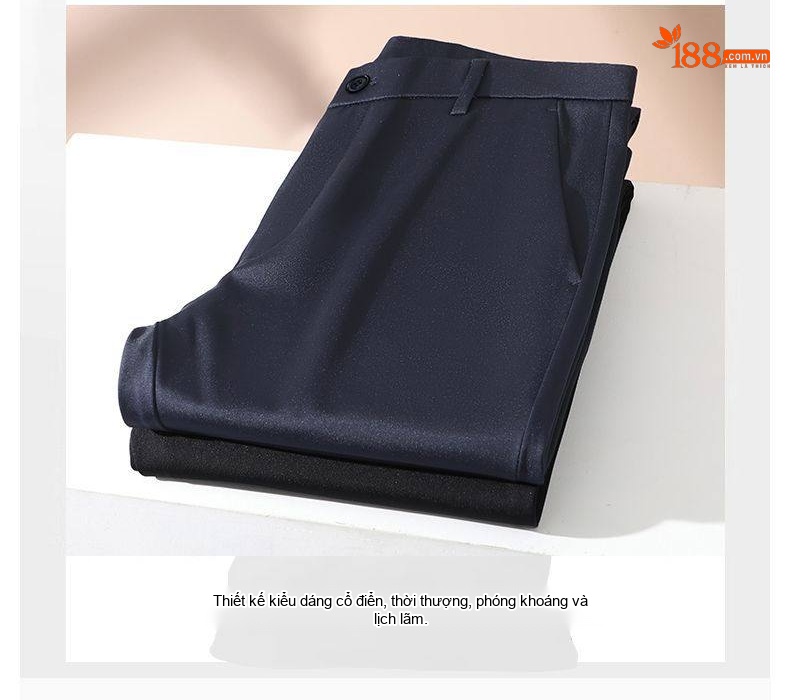Quần Tây Nam Dáng Suông Mềm Mại Thoải Mái Co Giãn Giữ Ấm Chống Lạnh Phong Cách Doanh Nhân Màu Đen chi tiết 4