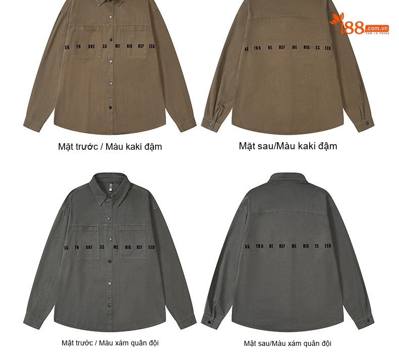 Áo Sơ Mi Cotton Dài Tay Form Rộng Cỡ Lớn Phong Cách Công Sở Màu Đen, Xanh Rêu, Nâu, Trắng Kem chi tiết 5
