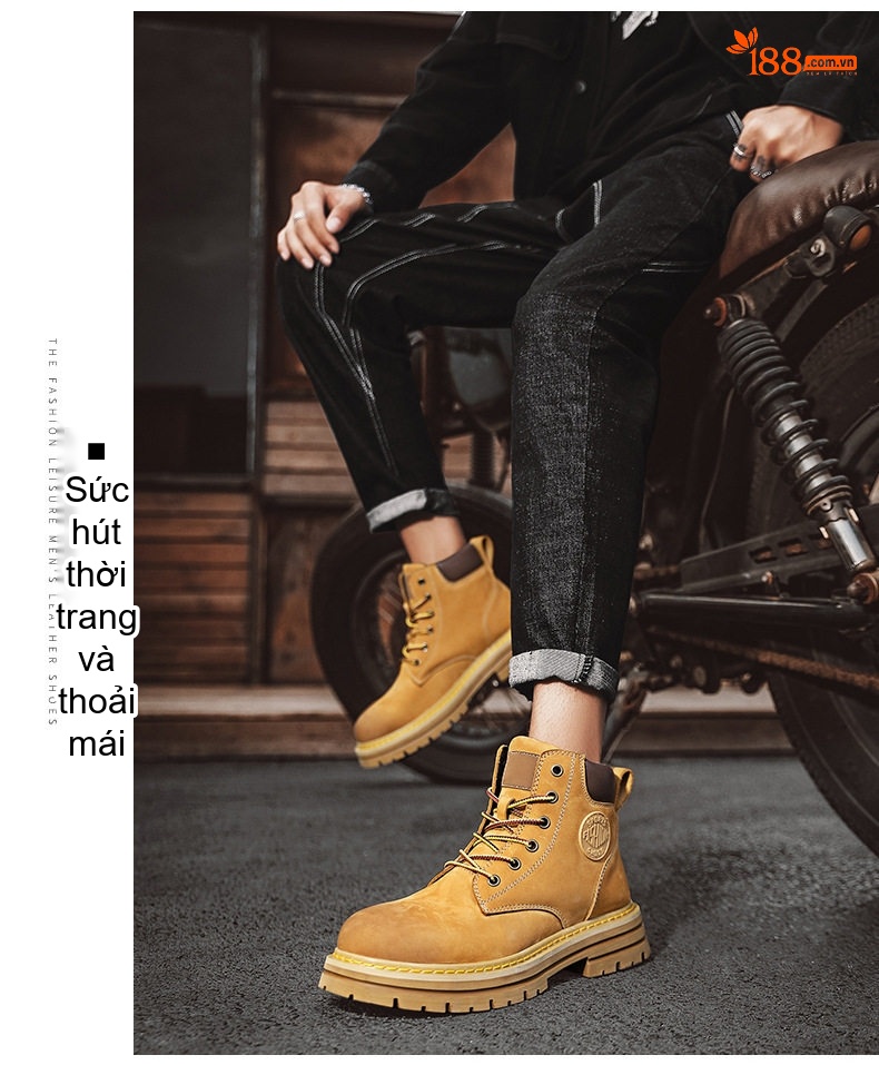 Giày Boot Martin Nam Da Mờ Cao Cổ Tăng Chiều Cao Đế Khoảng 4cm chi tiết 13