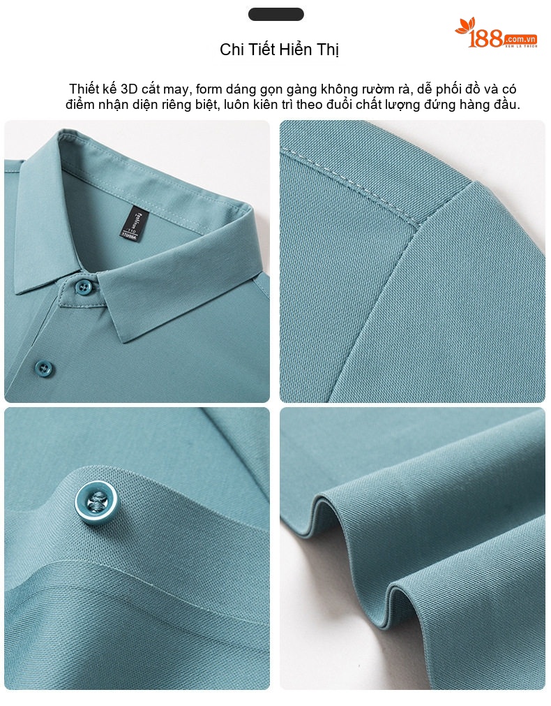 Áo Polo Nam Lụa Tơ Tằm Mùa Hè Form Rộng Thoải Mái Màu Xanh, Xanh Navy, Đen chi tiết 3