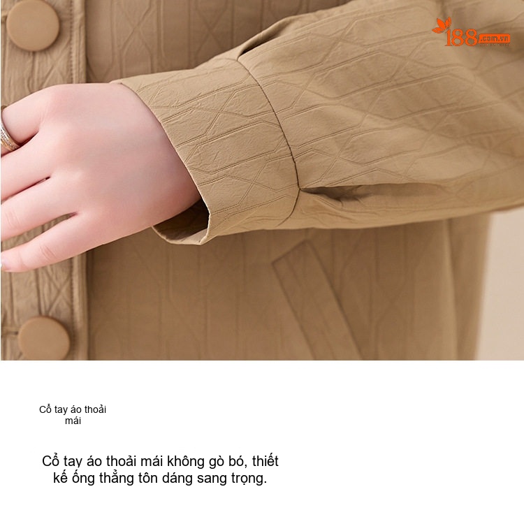 Áo Khoác Nữ Cổ Bẻ Kiểu Hàn Quốc Dáng Ngắn Rộng Tay Dài Màu Be chi tiết 35
