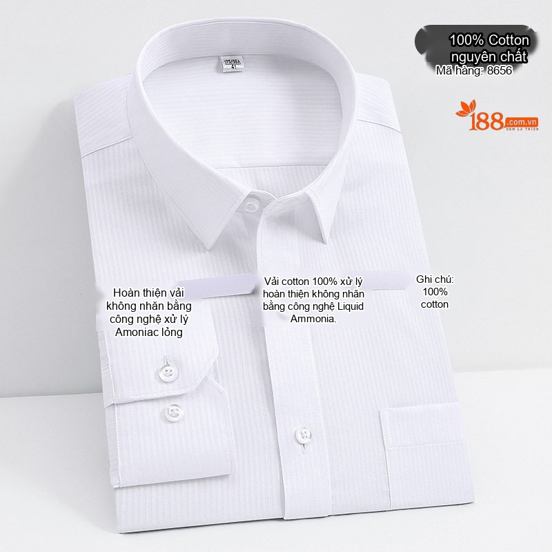 Áo Sơ Mi Dài Tay Nam Cotton Cao Cấp Chống Nhăn Màu Trắng, Xanh Dương, Đen, Đỏ...