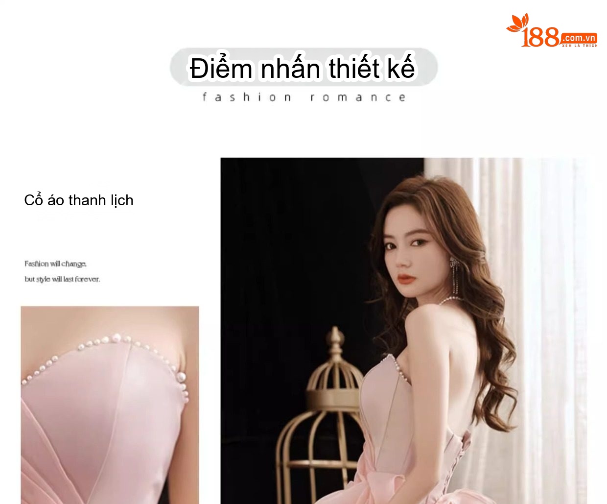Váy Dạ Hội Dáng Dài Hở Vai Màu Hồng Dự Tiệc Đính Hôn, Hội Nghị, Biểu Diễn Thanh Nhạc chi tiết 4
