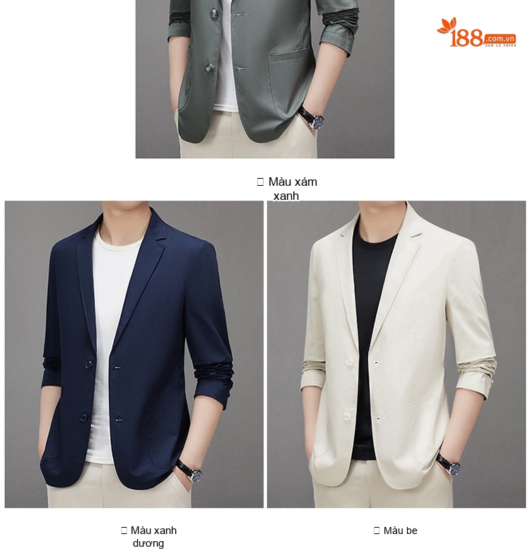 Áo Vest Nam Cotton Kiểu Hàn Quốc Dáng Ôm Màu Trắng Kem, Xanh Navy, Xanh Rêu chi tiết 9
