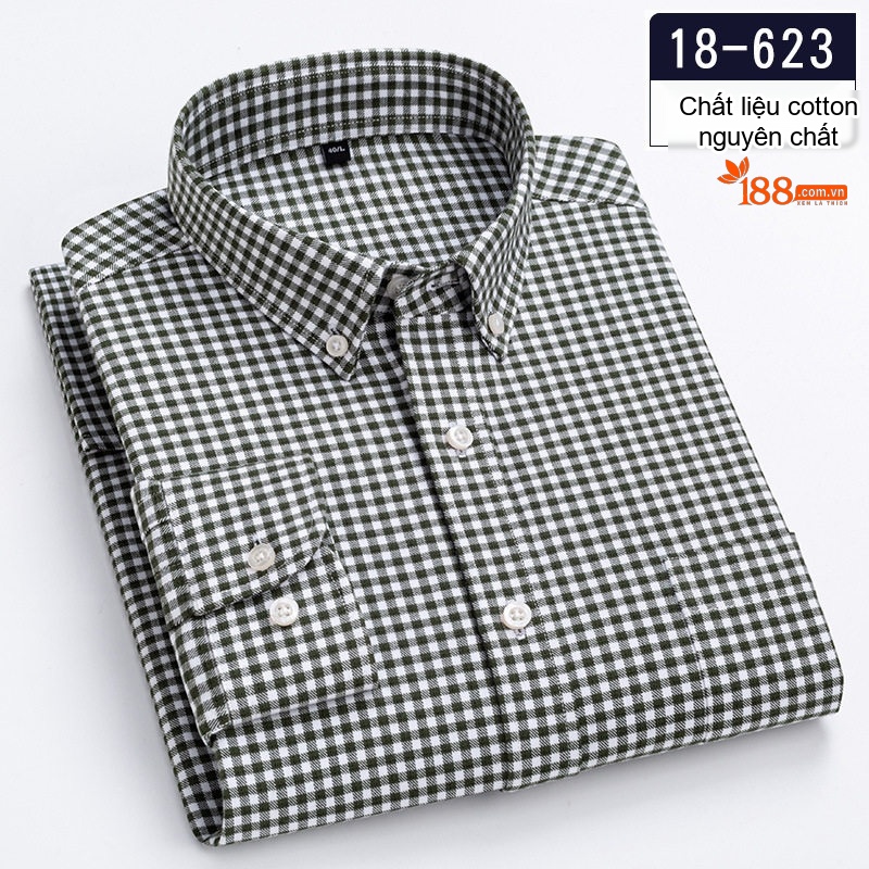 Áo Sơ Mi Nam Cotton Dài Tay Kẻ Caro Thời Trang Công Sở Thoải Mái Màu Đỏ, Xanh, Xám, Be...