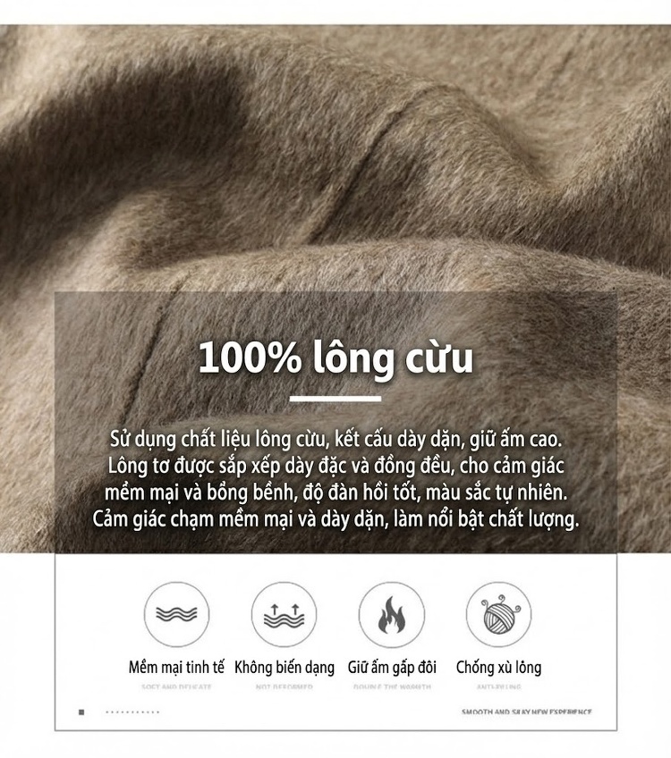 Áo Khoác Dạ Nam Dáng Dài Có Mũ Trùm Đầu Chất Liệu Lông Cừu Màu Be, Đen chi tiết 3