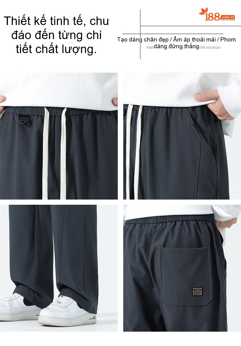 Quần thể thao nam dáng rộng ống suông phong cách đường phố chi tiết 12