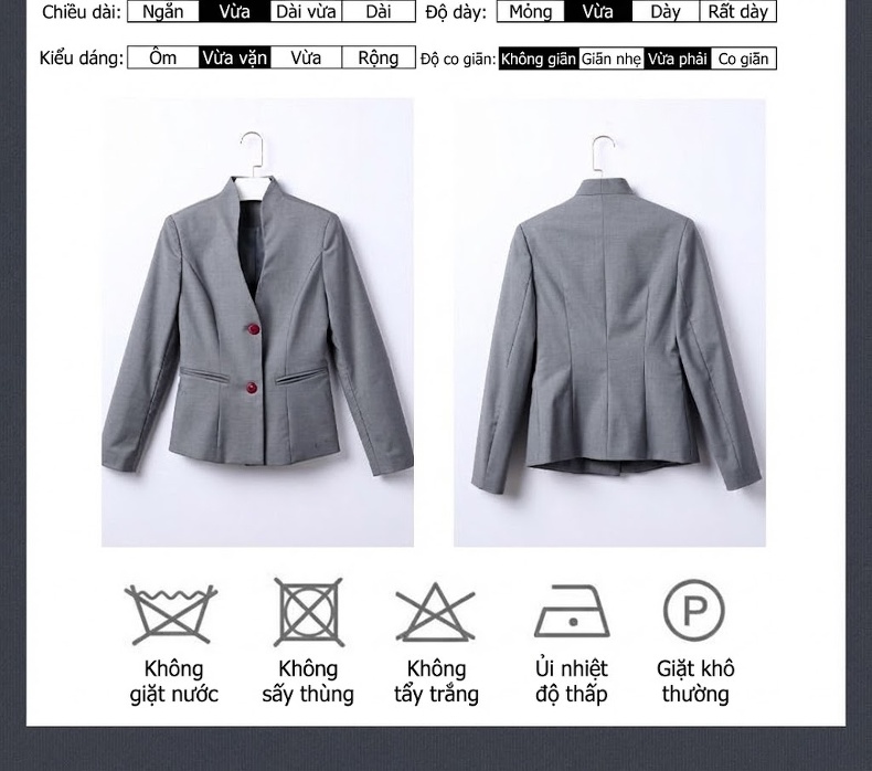 Bộ Vest Công Sở Nam Nữ Phong Cách Trung Hoa Áo Quần Dài Tay Màu Đen, Đỏ, Xám chi tiết 8