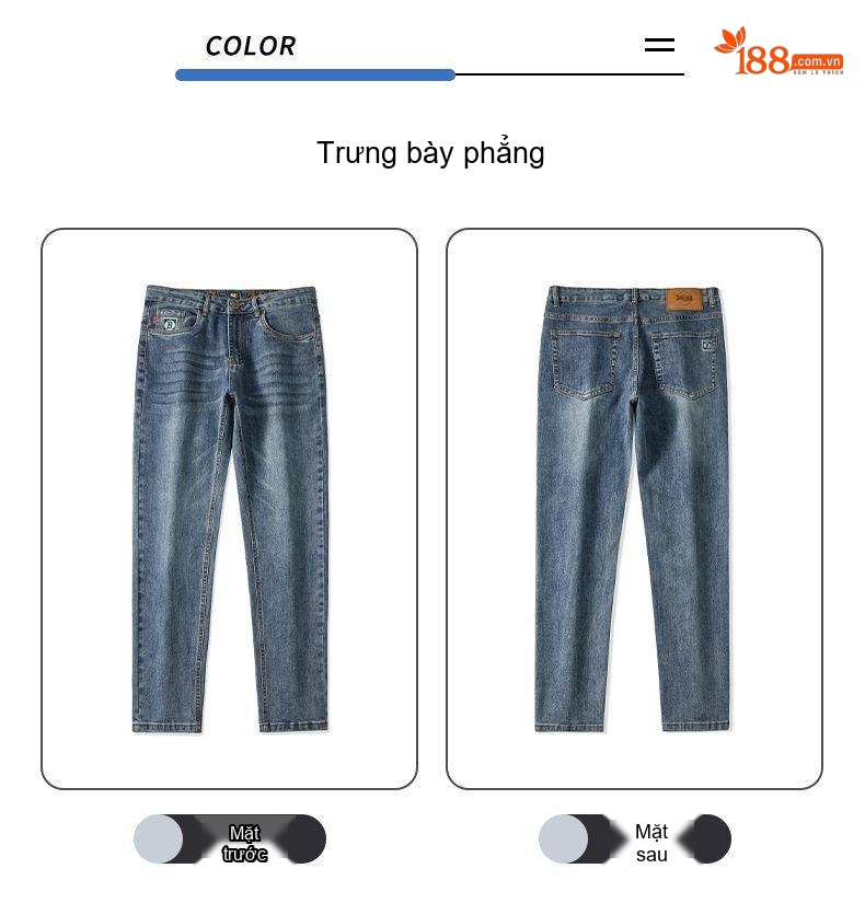 Quần Jean Nam Ống Đứng Co Giãn Phối Màu Xám Xi Măng chi tiết 16