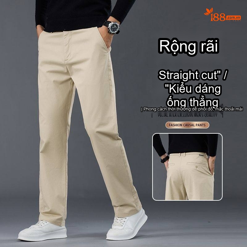 Quần Dài Nam Cotton Dáng Suông Rộng Thoải Mái Màu Đen, Xám, Kem, Xanh Navy
