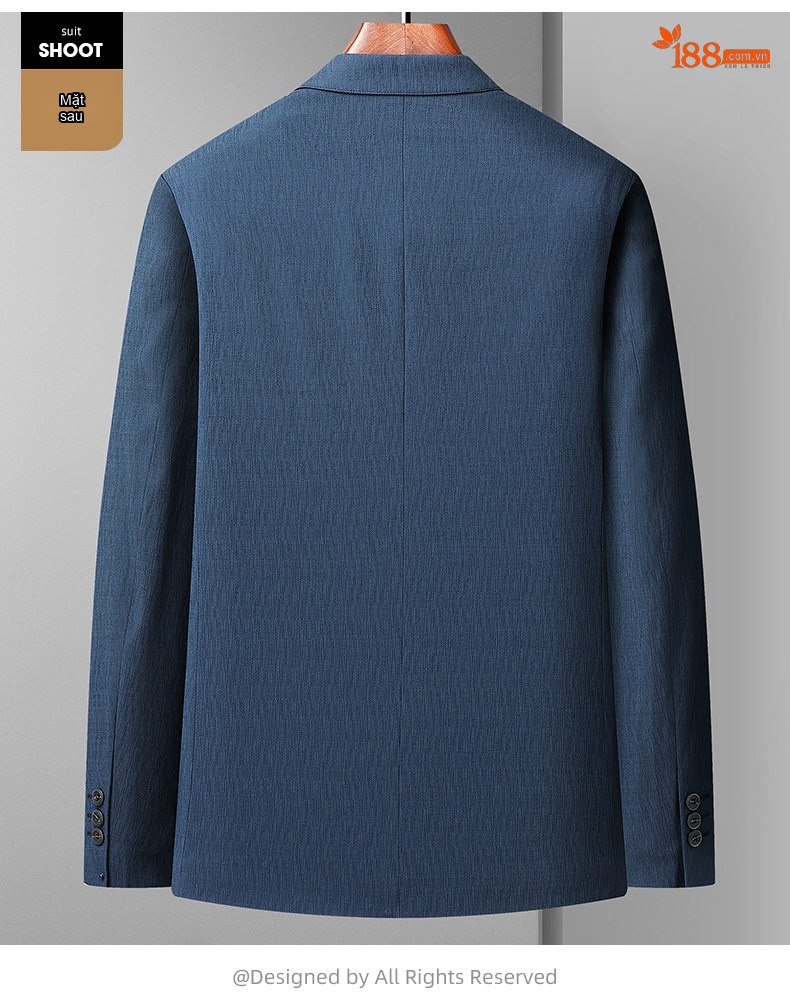 Áo Vest/Blazer Nam Dáng Ôm Vừa Vặn Chống Nhăn Màu Xanh Navy chi tiết 12