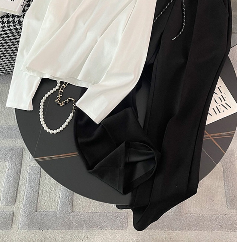 Set Bộ Nữ Áo Hoodie Tay Dài Cổ Chữ V Quần Ống Rộng Phong Cách Hàn Quốc Màu Đen, Xanh Navy chi tiết 15
