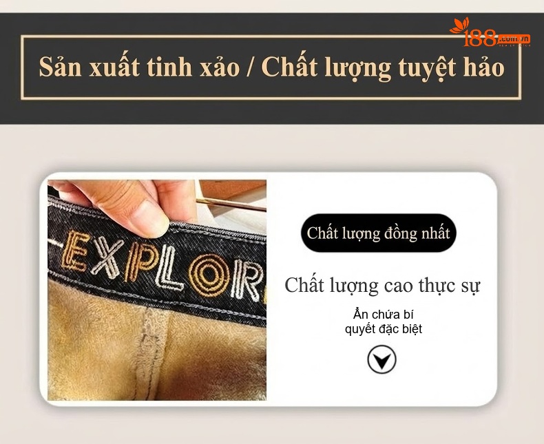 Quần Jean Nam Ống Đứng Co Giãn Thoải Mái Lót Lông Màu Đen, Xanh Đậm chi tiết 12