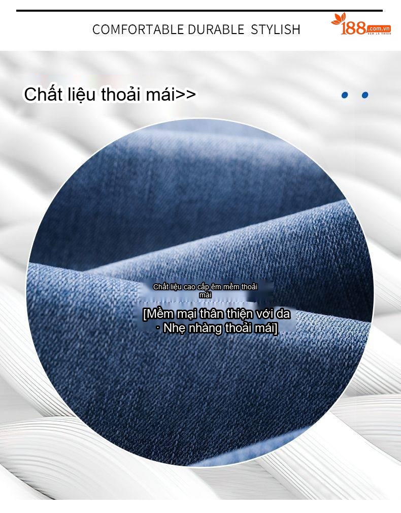 Quần Jeans Nam Ống Đứng Co Giãn Thoải Mái Phong Cách Casual Màu Xanh chi tiết 6
