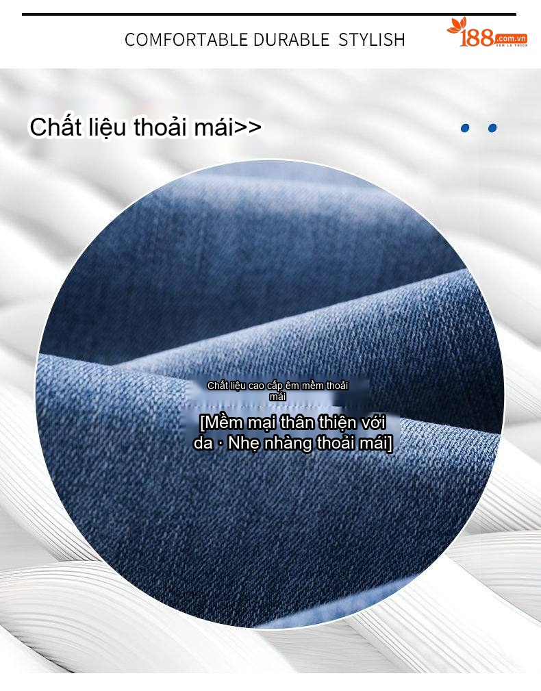 Quần Jean Nam Ống Đứng Co Giãn Thoải Mái Màu Xanh Đậm, Xanh Nhạt chi tiết 5