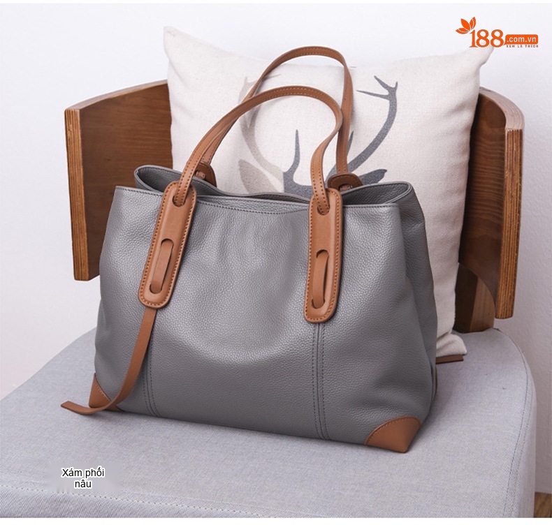 Túi Tote Nữ Da Thật Đựng Đồ Dung Lượng Lớn Phong Cách Cao Cấp Màu Đen chi tiết 12