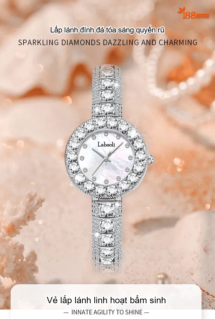 Đồng Hồ Nữ Đính Đá Quartz Mặt Tròn Phong Cách Retro Màu Đỏ, Vàng, Bạc chi tiết 8
