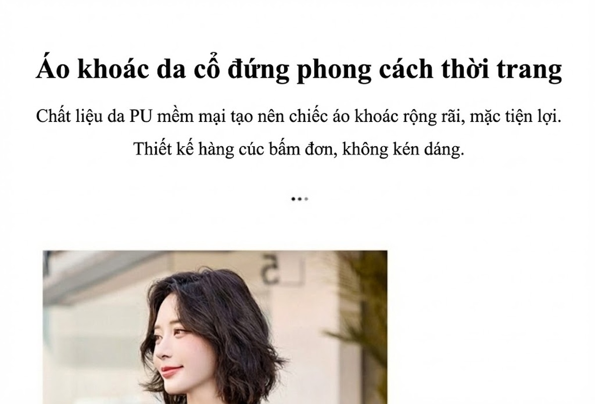 Áo Khoác Bomber Nữ Da PU Dáng Ngắn Thời Trang Màu Đen, Đỏ Rượu chi tiết 3