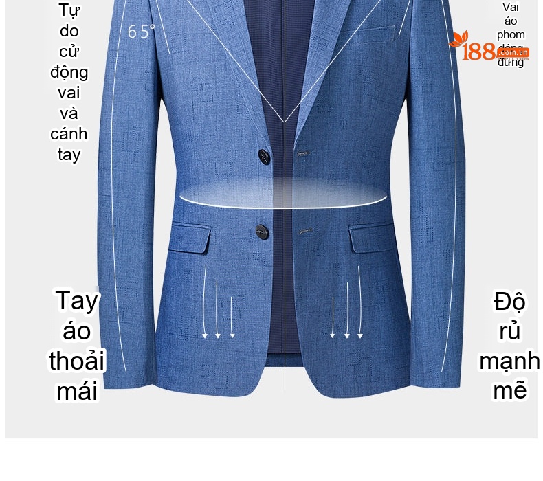 Áo Vest Nam Mỏng Nhẹ Dáng Ôm Vừa Vặn Màu Xanh Lam chi tiết 4