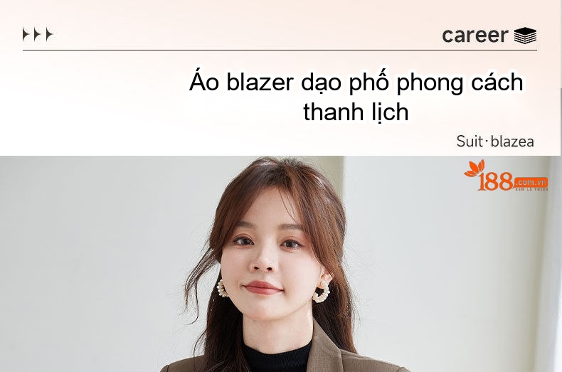 Bộ Vest Nữ Áo Blazer Quần Ống Rộng Công Sở Màu Trắng Kem, Đen, Nâu chi tiết 3