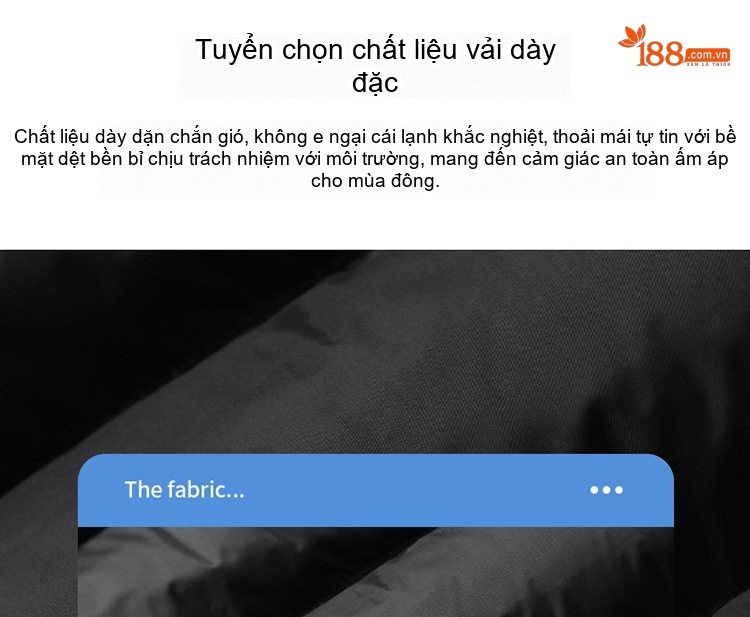 Áo Khoác Phao Nam Cotton Dáng Rộng Có Mũ Trùm Đầu Màu Xanh Olive, Đen, Xanh Navy, Xám chi tiết 4