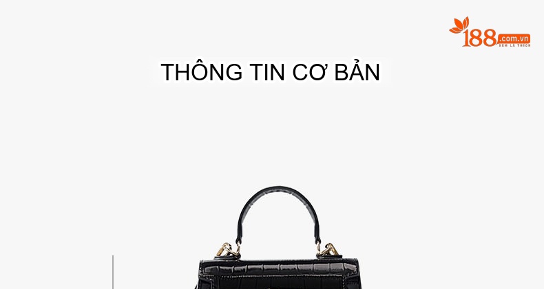 Túi Xách Nữ Da Bò Vân Cá Sấu Mini Xách Tay Đeo Chéo Màu Đen, Trắng chi tiết 10