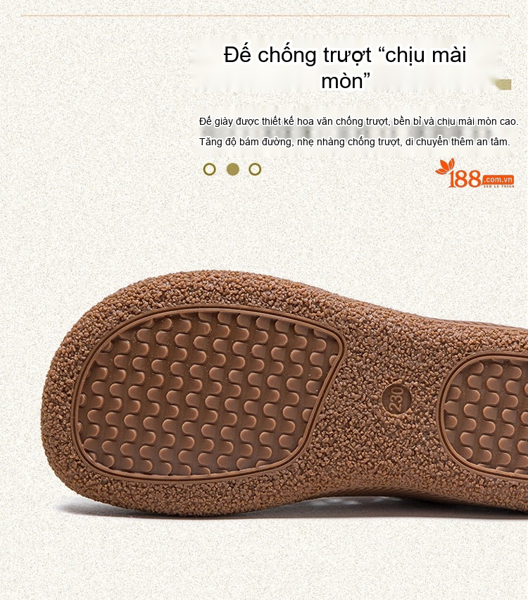 Giày Búp Bê Nữ Da Mờ Lỗ Thoáng Khí Chiều Cao Đế Khoảng 3cm Màu Nâu, Kem chi tiết 5