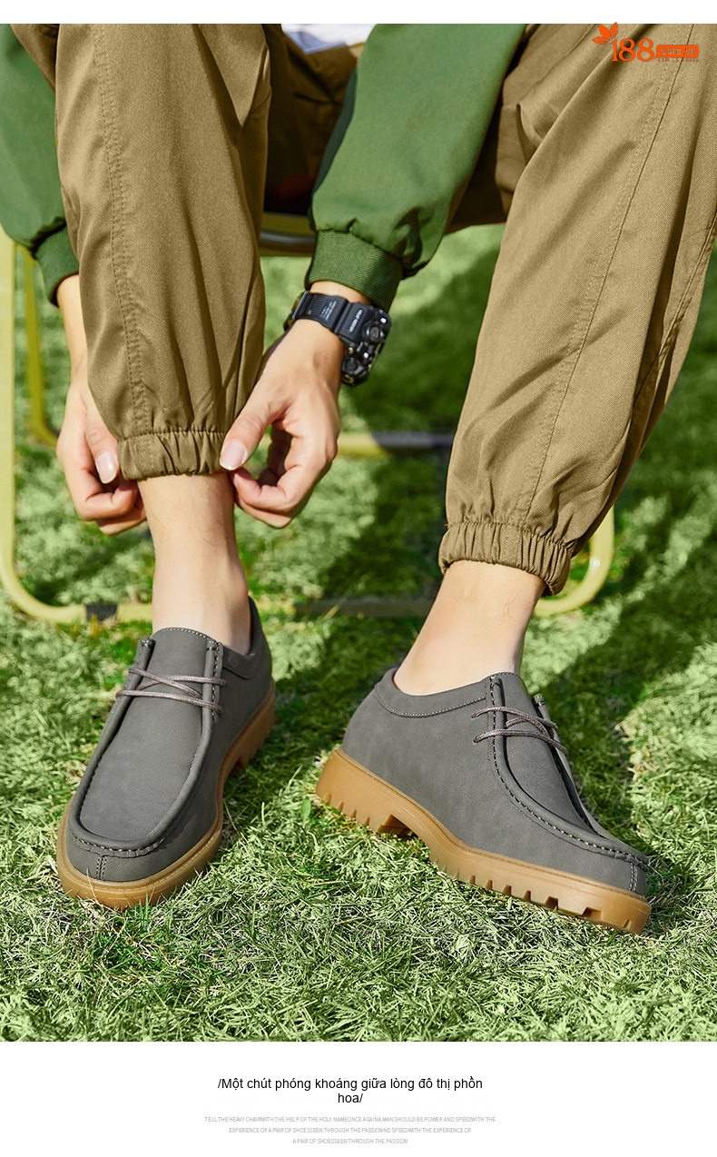 Giày Oxford Nam Giày Da Mờ Buộc Dây Phong Cách Nhật Bản Chiều Cao Đế Khoảng 3cm Màu Đen, Nâu, Xám, Xanh... chi tiết 12
