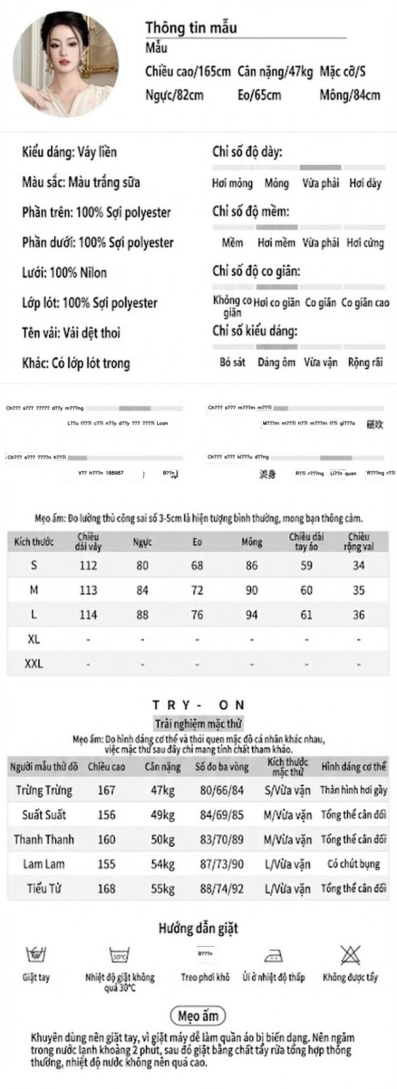 Đầm Ôm Body Nữ V-Neck Tay Dài Thiết Kế Giả Hai Mảnh Đính Đá Phong Cách Quý Cô Màu Kem chi tiết 2
