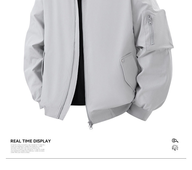 Áo Khoác Bomber Nam Dáng Rộng Phong Cách Retro Màu Xanh Olive, Đen, Xám... chi tiết 12