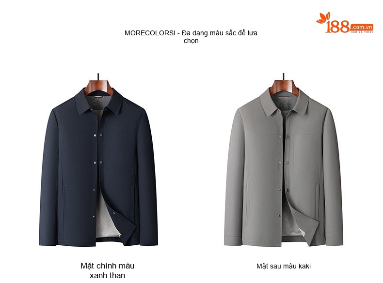 Áo Khoác Jacket Nam Cổ Bẻ Phong Cách Tối Giản Thoáng Khí Màu Xanh Navy chi tiết 10