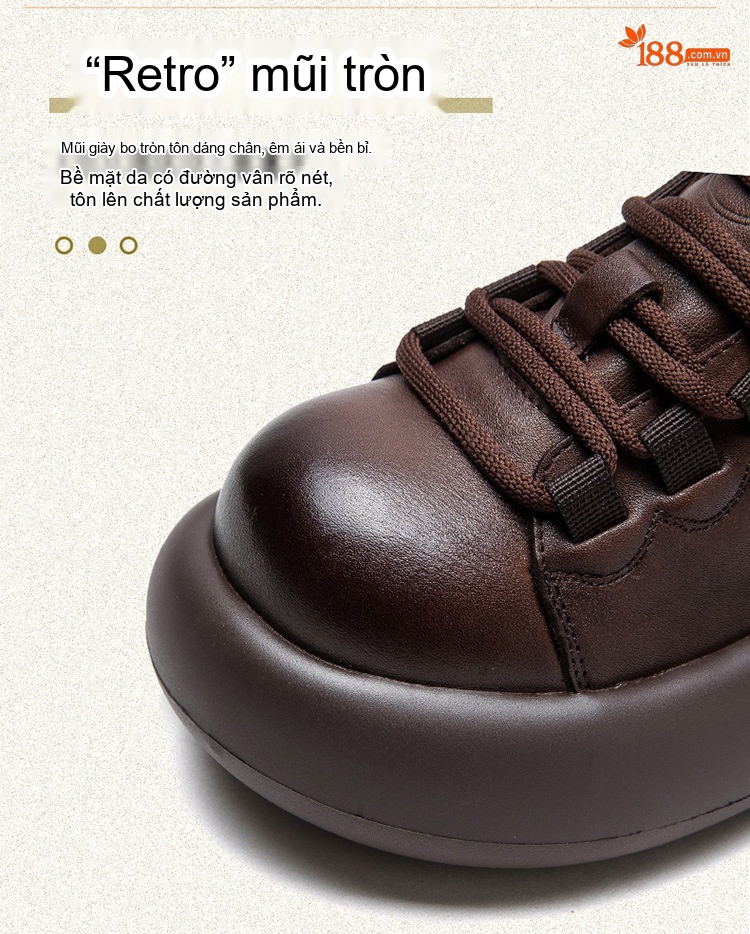 Giày Oxford Nữ Da Bò Đế Dày Chiều Cao Đế Khoảng 5cm Màu Đen, Nâu chi tiết 4