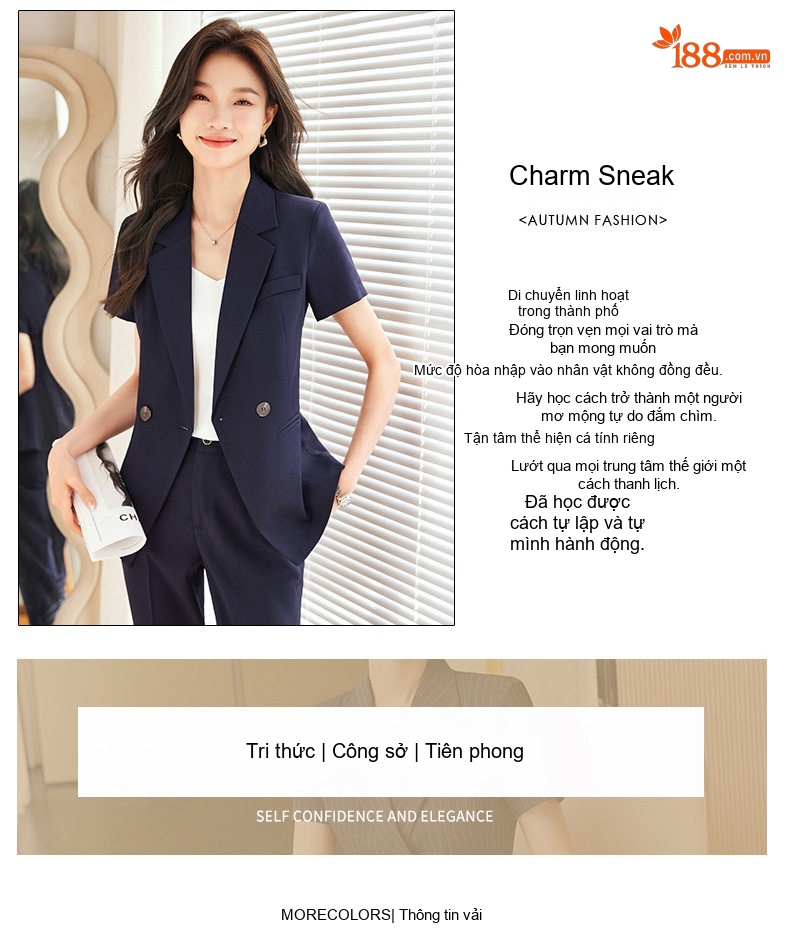 Áo Vest Nữ Tay Ngắn Mỏng Mát Phong Cách Công Sở Màu Kem, Đen, Xám, Xanh Navy... chi tiết 3