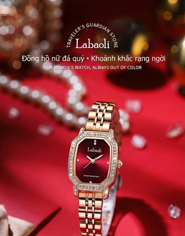 Đồng Hồ Nữ Labaoli Dây Thép Không Gỉ Màu Vàng Hồng Mặt Đỏ, Hồng, Xanh Lá... chi tiết 1