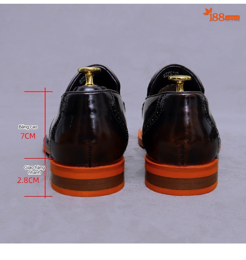 Giày Tây Da Bò Nam Lịch Lãm Chiều Cao Đế Khoảng 3cm Màu Đen chi tiết 18