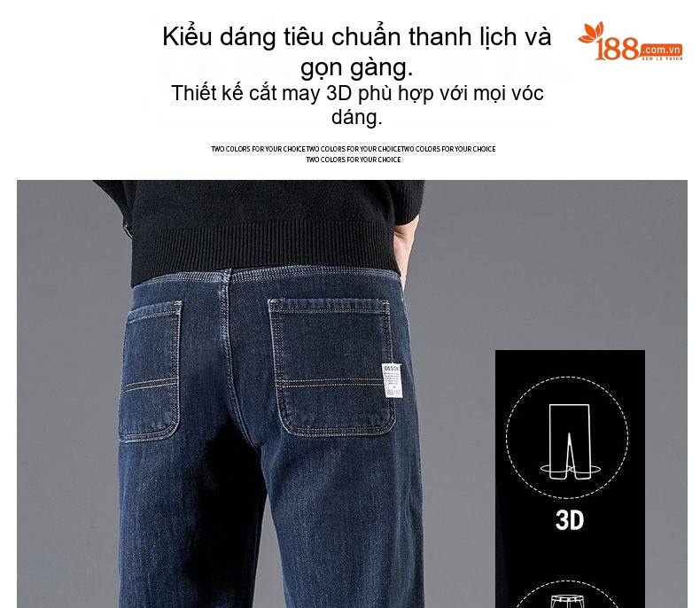 Quần Jean Nam Ống Đứng Lót Lông Dày Dặn Màu Đen Xám chi tiết 4
