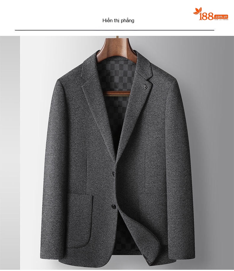Áo Vest Nam Silk Wool (Sợi Tơ Len) Phong Cách Business Casual Chống Nhăn Màu Xám chi tiết 7