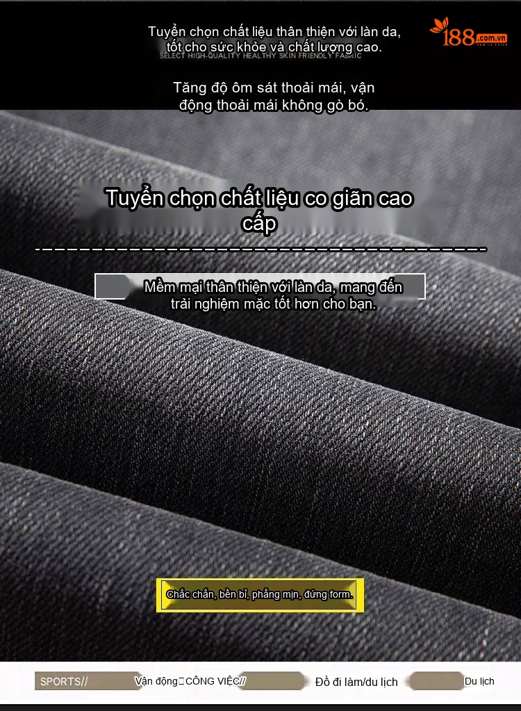 Quần Jean Dáng Suông Nam Cotton Cao Cấp Màu Đen, Xám... chi tiết 17