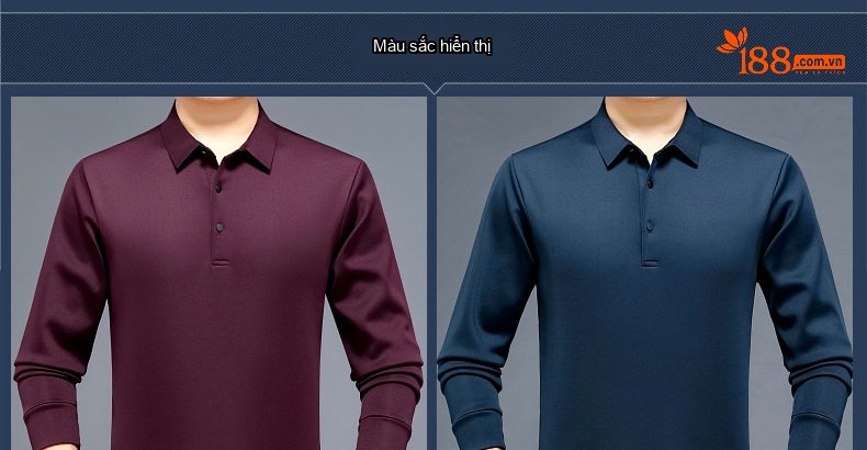 Áo Thun Polo Nam Dài Tay Lông Cừu Non Giữ Ấm Màu Đỏ Rượu, Xanh Navy, Đen, Nâu... chi tiết 4