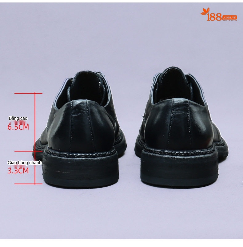 Giày Tây Buộc Dây Nam Da Thật Chiều Cao Đế Khoảng 3cm Màu Nâu, Đen chi tiết 11