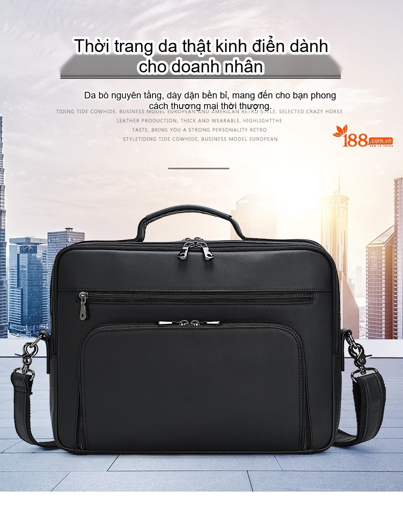Túi xách tay nam da bò công sở đựng laptop 15.6 inch chi tiết 1