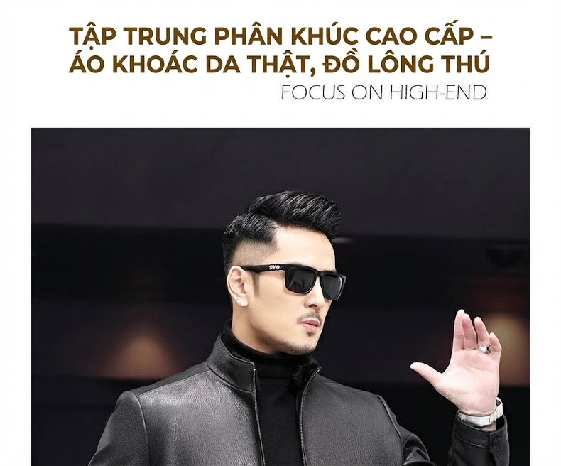 Áo Khoác Da Thật Da Dê Nam Lót Lông Vũ Cổ Lông Chồn Màu Đen chi tiết 1